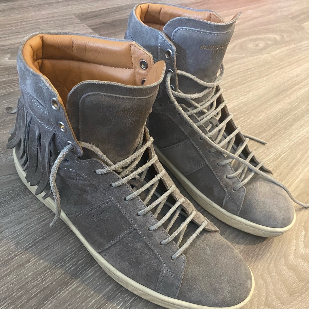 Saint Laurent Suede Fringe High Tops